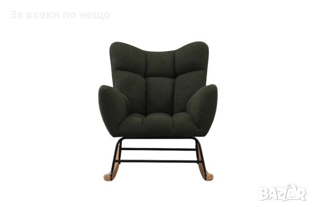 Люлеещ фотьойл STIV тъмно зелено/натурално/черно Код P1670, снимка 2 - Дивани и мека мебел - 52937988