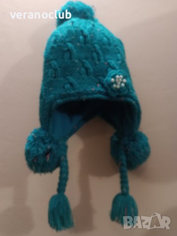 Шапка за момиче Зимна Синьо-Зелена, снимка 3 - Шапки, шалове и ръкавици - 43661951