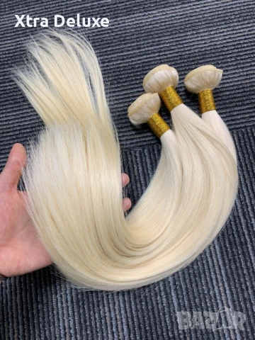 Екстеншън, 100% естествена коса за удължаване - слънчево русо - различни дължини