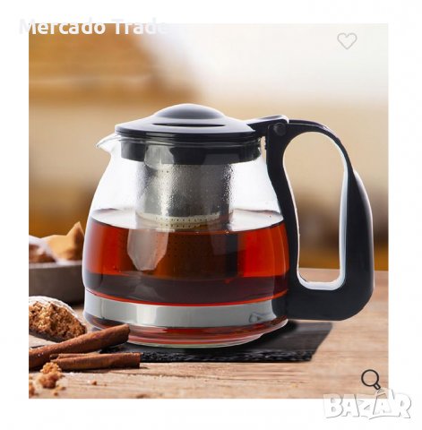 Чайник с филтър Mercado Trade, Стъкло, Неръждаема стомана, 700 мл, Прозрачен, снимка 2 - Аксесоари за кухня - 38563604