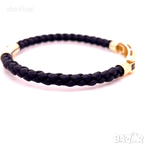 Златна гривна с кожа 8,0гр. 20,0см. 14кр. проба:585 модел:33758-4, снимка 4 - Гривни - 51534339