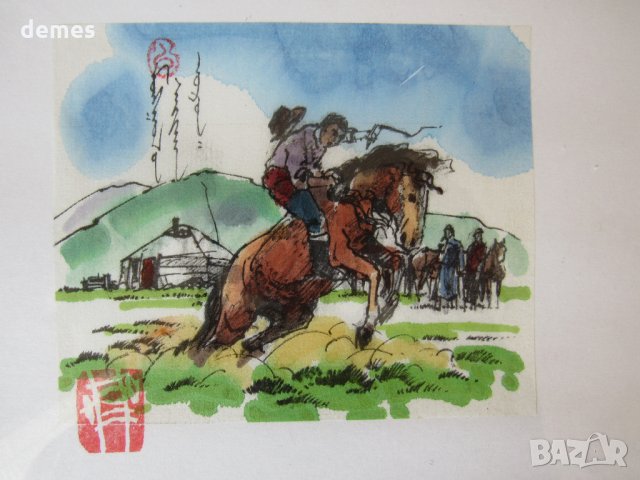  Серия традиционни картини живопис - Монголия - 12-6, снимка 2 - Картини - 32265585