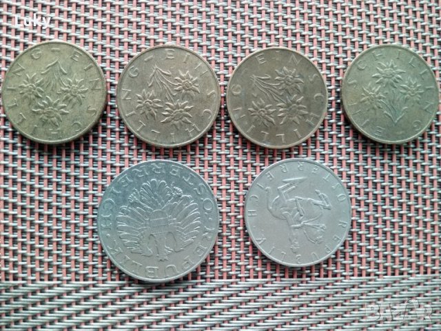 Продавам лот стари австрийски монети шилинг-1969,70,78,90 години., снимка 2 - Нумизматика и бонистика - 40798052