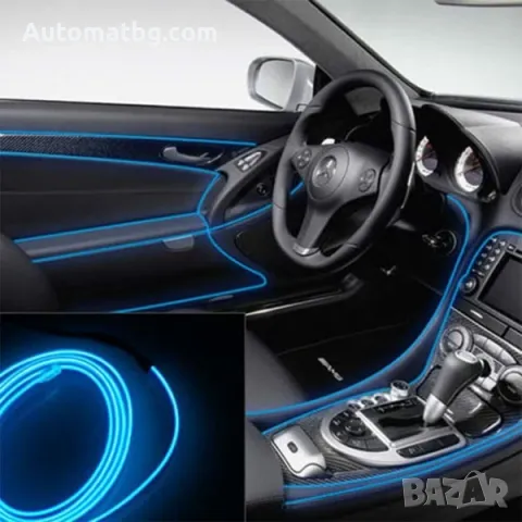 LED неонова лента Automat, Интериорна лента за кола, 12V, Бял, 3 метра, USB, снимка 5 - Аксесоари и консумативи - 48694076