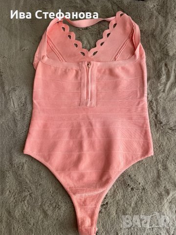 Бандажна ново боди цвят праскова нежно розаво , снимка 5 - Корсети, бюстиета, топове - 36739185