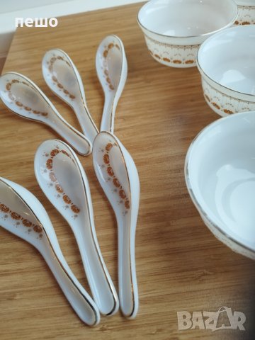 купички с порцеланови лъжички комплект огнеупорни HYREX, снимка 3 - Чинии - 43986821