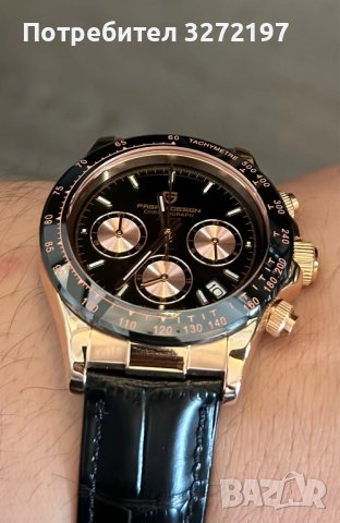 Кварцов часовник PAGANI DESIGN,сапфир,Seiko VK63 механизъм,авт.дата,хронограф,водоустойчив 100 м., снимка 6 - Мъжки - 43676685