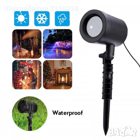 LED Коледен фенер украса Star Shower коледна лед лампа прожектор, снимка 5 - Прожектори - 27092193