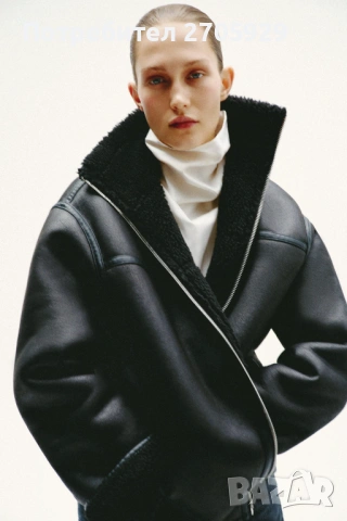Zara зимно яке/палто с каракул, размер XS овърсайз