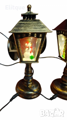 Коледен декоративен фенер с падащ сняг и светодиодно осветление, снимка 3 - Други стоки за дома - 52831792