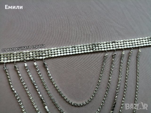 Чокър с кристали в сребрист цвят, снимка 12 - Колиета, медальони, синджири - 44087051