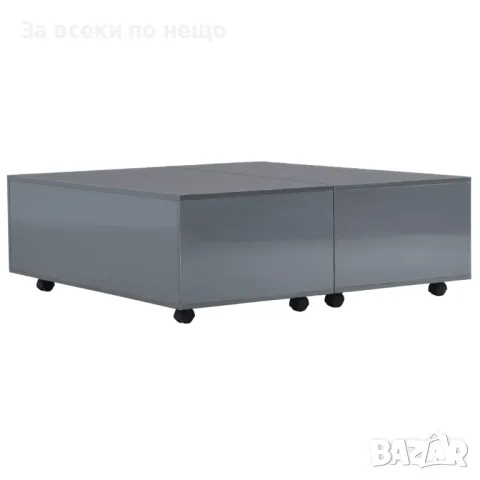 Маса за кафе, супер гланц, сива, 100x100x35 см Код P172