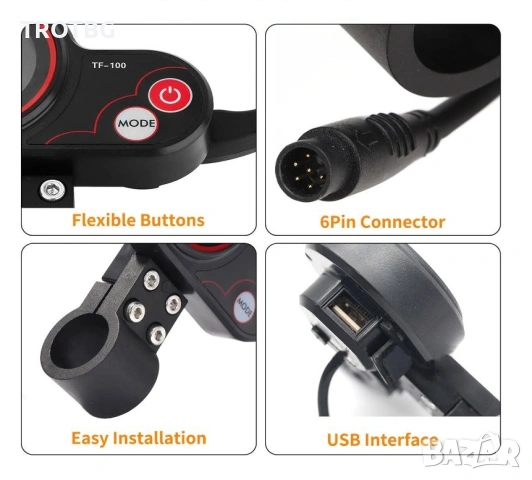 TF-100 дисплей за електрически скутер Kugoo M4 - 6-pin, снимка 4 - Друга електроника - 53373817