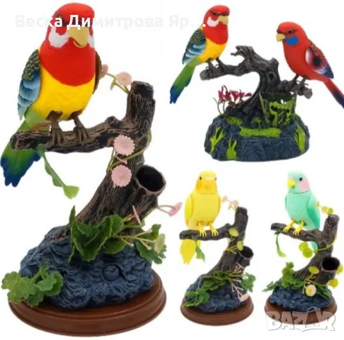 Пластмасова играчка, Музикални папагали кацнали на дъвче, снимка 3 - Музикални играчки - 48044222