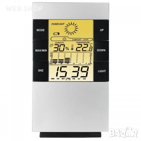 Настолен часовник HAMA , термометър, влагомер, календар, вътрешно ползване, 0°C до 50°C, снимка 1 - Други - 32980940