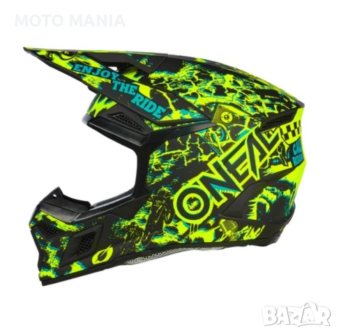 Мотокрос каска O'NEAL 3SERIES ASSAULT BLACK/NEON YELLOW V.24, снимка 2 - Други спортове - 50475133