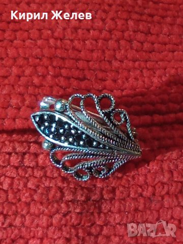 ФИЛИГРАННА ФЛОРАЛНА СРЕБЪРНА ОБЕЦА СРЕБРО 925 с ИНКРУСТИРАНИ МАРКАЗИТИ 25821, снимка 3 - Обеци - 35776849