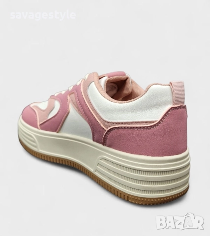 Дамски спортни обувки с връзки бяло и розово , снимка 2 - Маратонки - 52194040