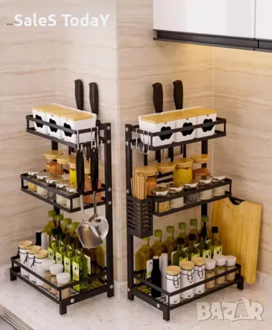 Рафт за кухня на 3 нива, Органайзер за плот, 60см, снимка 2 - Етажерки - 48278762