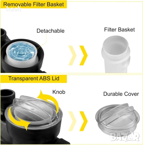 Филтрационна помпа за басейн Vevor 19200L/H, циркулационна помпа за вода вход/изход 1,97" , снимка 5 - Басейни и аксесоари - 51548470