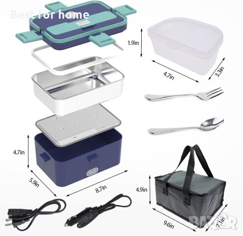 Electric Lunch Box Warmer, 3-в-1 нагреваема кутия за обяд ,1,8 литра контейнер, нагревател за храна,, снимка 4 - Други стоки за дома - 43899324