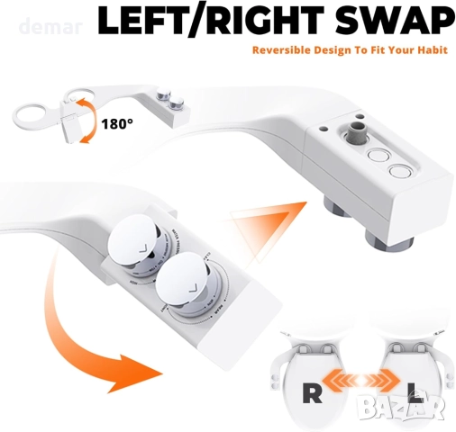 Приставка за Биде за тоалетна чиния с обръщане ляво/дясно, двойни дюзи (задно и женско измиване), снимка 8 - Други стоки за дома - 52089073