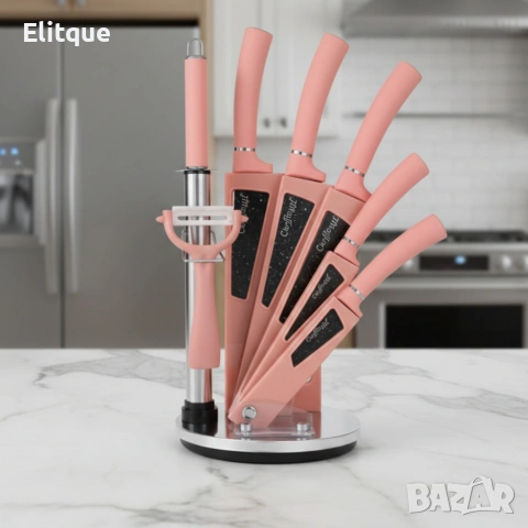 Комплект кухненски ножове 8 в 1 с въртяща се стойка Cheffinger за подредена кухня, снимка 5 - Други - 53181832