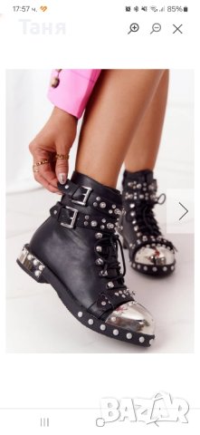 Боти с капзи от еко кожа по модел на Alexander Mqeen, снимка 3 - Дамски боти - 44070348