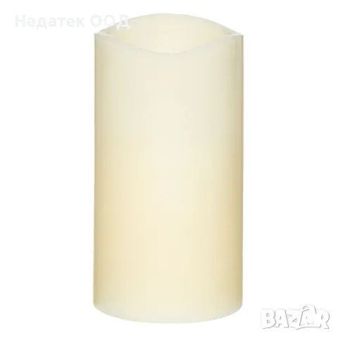 Декоративна LED свещ,Топла пламъчна светлина, Екрю, 8x15 cm