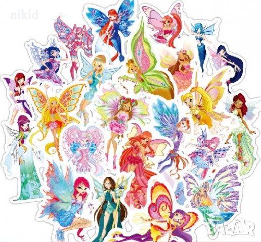 50 бр winx Уинкс самозалепващи лепенки стикери за украса декор картонена торта и др парти, снимка 2 - Други - 26926578