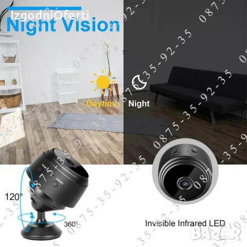 Wi-Fi mini Camera. Шпионска безжична мини скрита Камера за наблюдение., снимка 6 - IP камери - 49328384