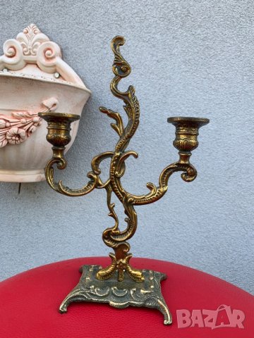 Старинен бронзов свещник в стил Rococo!, снимка 5 - Антикварни и старинни предмети - 22905035
