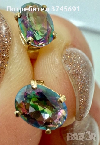 Златен комплект с мистичен топаз, снимка 3 - Бижутерийни комплекти - 53019129