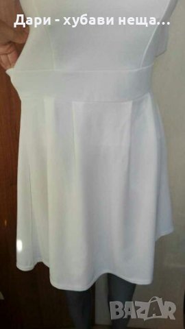 Бяла френска рокля, със златисти акценти🍀❤S,S/M❤🍀арт.4374, снимка 3 - Рокли - 37260519