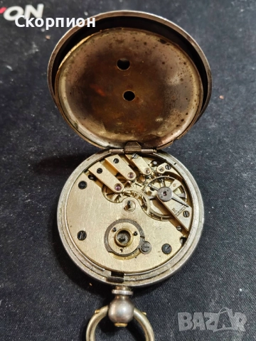 Швейцарски СРЕБЪРЕН джобен часовник 1900г. с ключе - 10 РУБИНА ПРОМОЦИЯ, снимка 17 - Джобни - 50419600