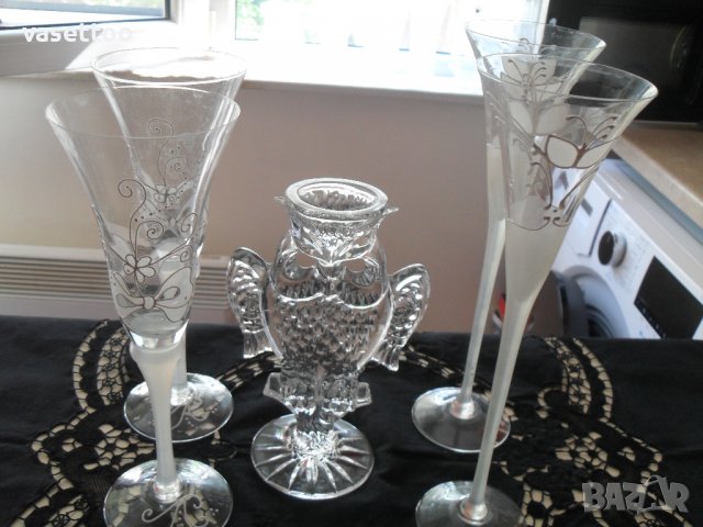 Ритуални чаши и кристален свещник, снимка 1 - Други - 37350882