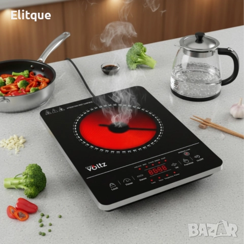 Котлон Voltz, 2000W, Кристална плоча с инфрачервен нагревател, 28х36см, LED екран, Таймер