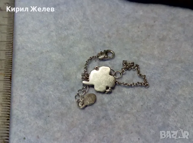 ФИНА СРЕБЪРНА ГРИВНА с ЧЕТИРИЛИСТНА ДЕТЕЛИНА СРЕБРО 925 с БЯЛА ПОЗЛАТА и МАРКИРОВКА ЛЕБЕД 49780, снимка 6 - Гривни - 49757279