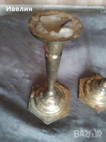 два бронзови свещници, снимка 2 - Антикварни и старинни предмети - 32507445