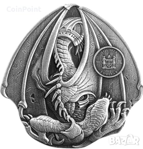 Египетски Дракон античен сребърен 1$ Фиджи 2023 , снимка 2 - Нумизматика и бонистика - 43957064
