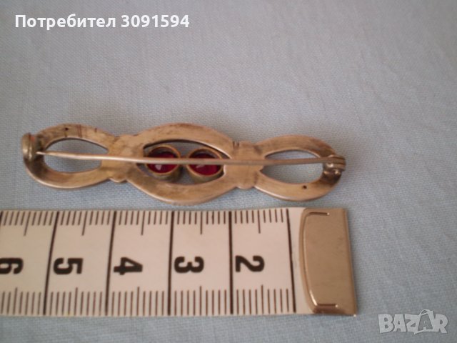 сребърна брошка с рубини арт деко 1930г, снимка 7 - Антикварни и старинни предмети - 36891908