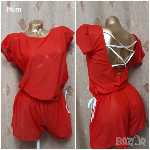 М/ L Ярко червен къс ,прозрачен гащеризон 