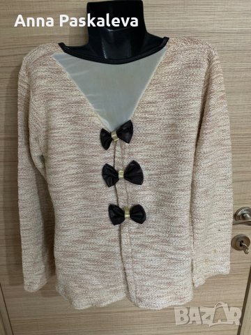 Жълта блуза с дълъг ръкав златисти нишки и панделки, снимка 6 - Блузи с дълъг ръкав и пуловери - 32452928