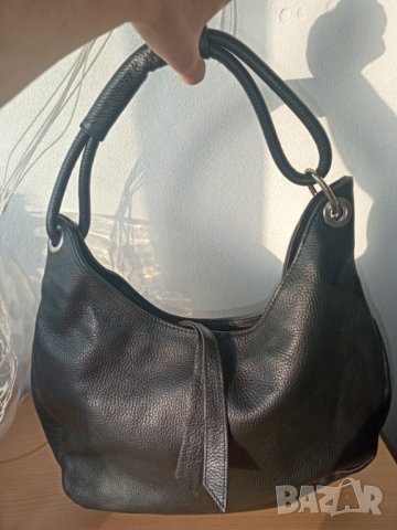 Черна чанта естествена кожа Anna Morellini , снимка 8 - Чанти - 37805592