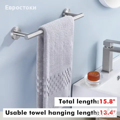 KES  Стенен държач за кърпи за баня. Закачалка за кърпи SUS304 от неръждаема стомана 40CM, A2000S40D, снимка 3 - Други - 49515641