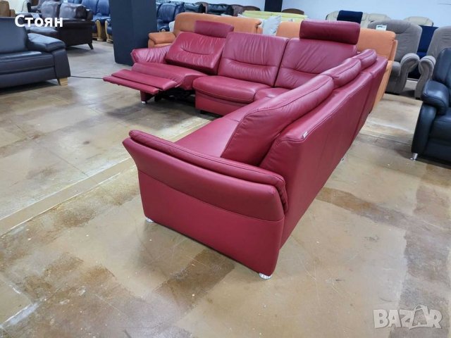 Червен кожен ъглов диван "HUKLA HU-SF15058" с ел.релакс, снимка 7 - Дивани и мека мебел - 39688909