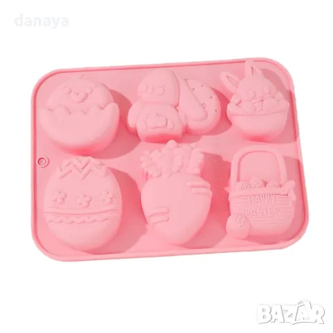 5855 Великденска силиконова форма Happy Easter, 6 гнезда, снимка 6 - Форми - 49930185