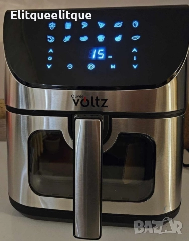 Фритюрник, 1700W, 7л., Горещ въздух, Таймер, до 200°C, с видим прозорец, Черен