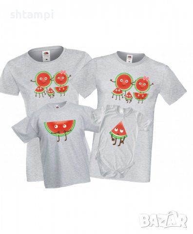 Семеени Тениски Диня Семейство Watermelon,Диня, Плод,Подарък,Изненада,Празник,Лято, снимка 2 - Тениски - 37079194