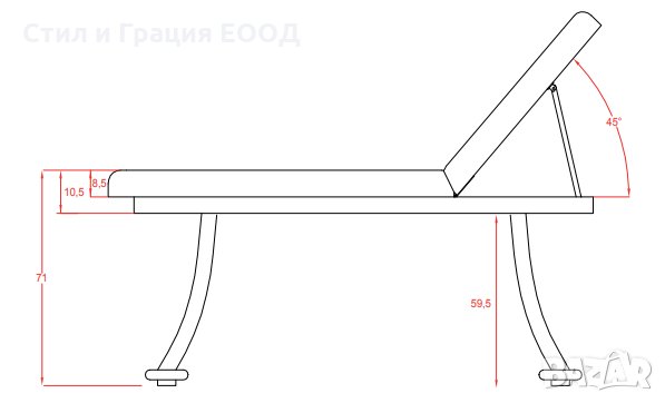 Фиксирана кушетка Dors 188 x 63 x 71 см, снимка 3 - Кушетки - 28033269